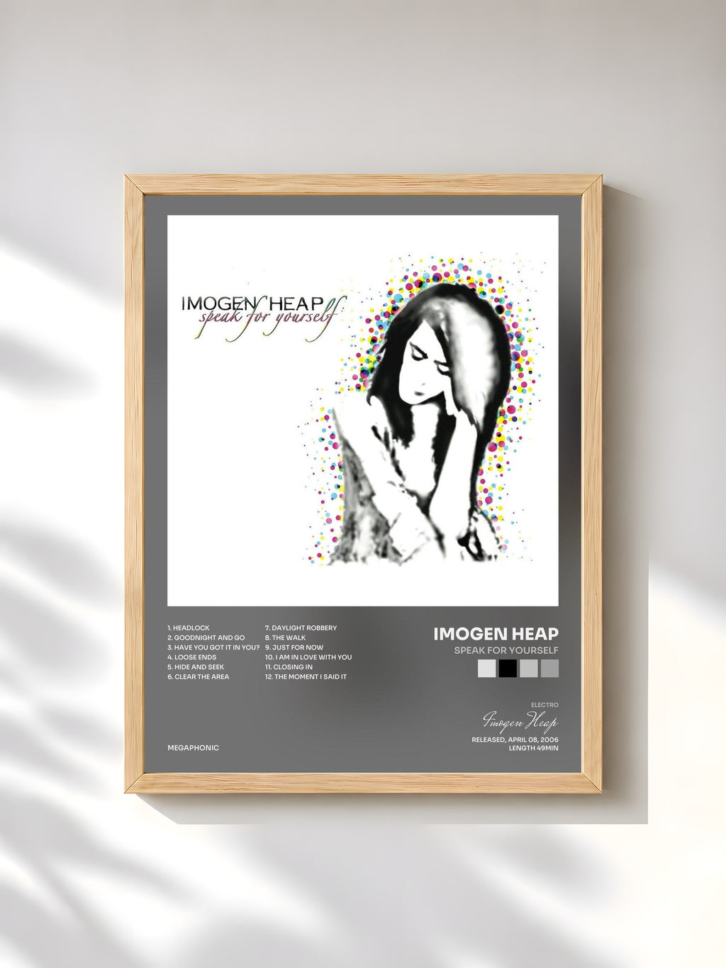 #bois Tableau de l'album Speak for Yourself de Imogen Heap, cadre en bois brut, imprimé et encadré en France