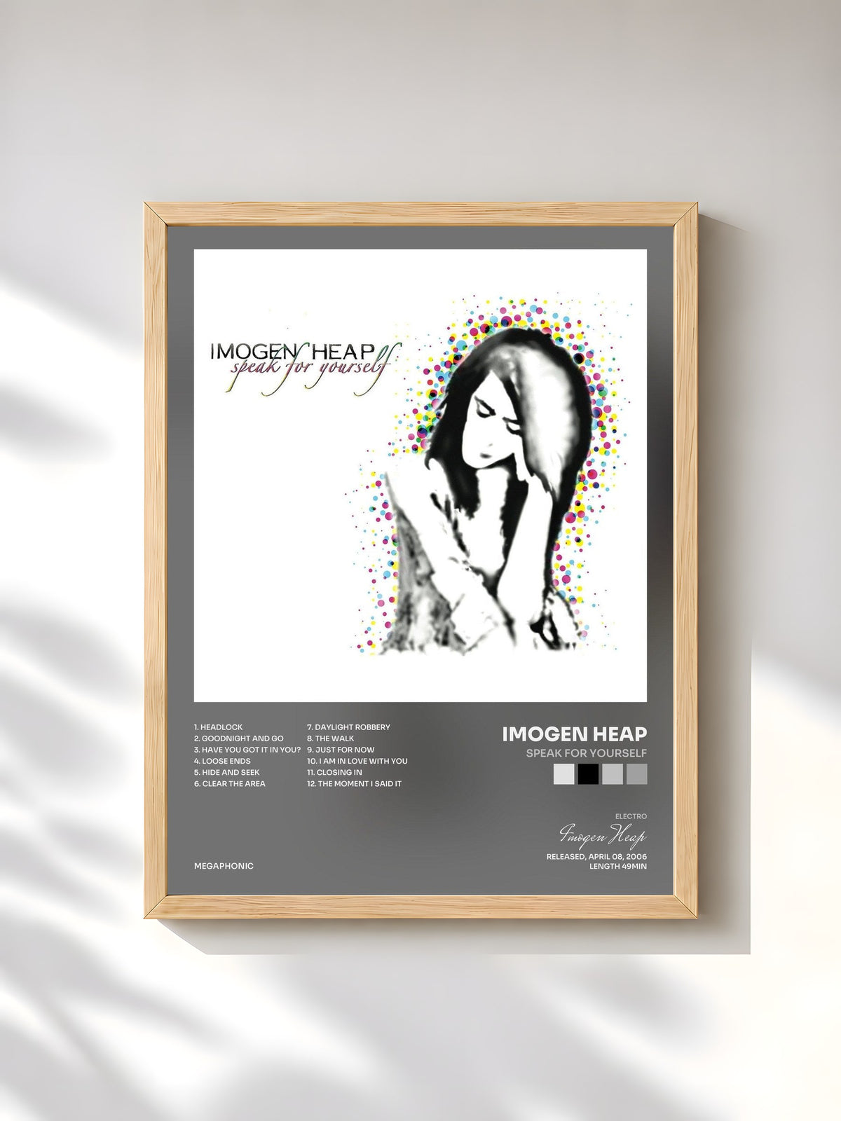 #bois Tableau de l'album Speak for Yourself de Imogen Heap, cadre en bois brut, imprimé et encadré en France