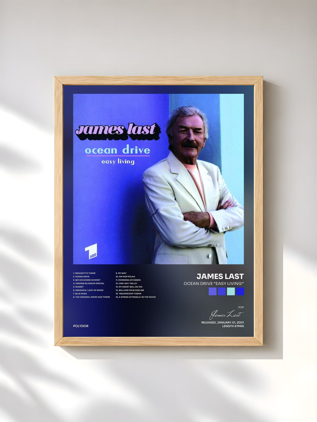 #bois Tableau de l'album Ocean Drive "Easy Living" de James Last, cadre en bois brut, imprimé et encadré en France