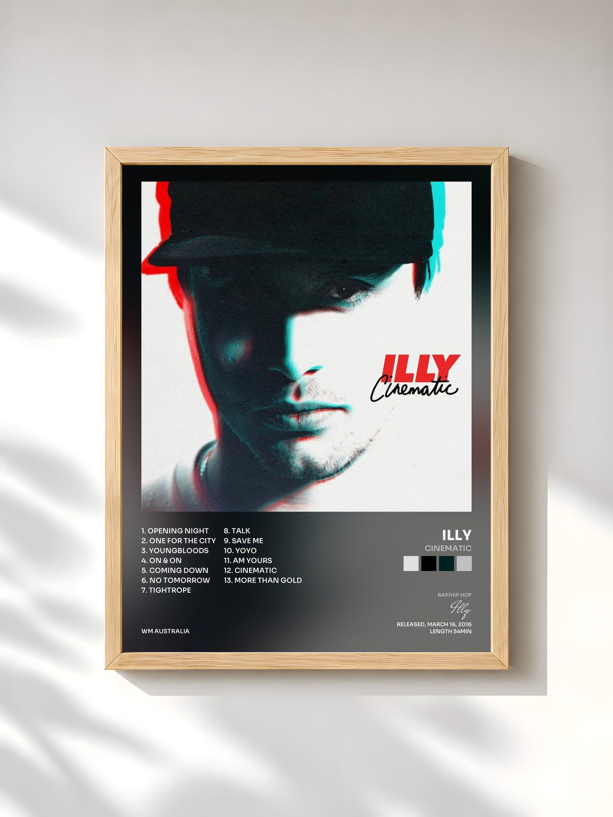 #bois Tableau de l'album Cinematic de Illy, cadre en bois brut, imprimé et encadré en France