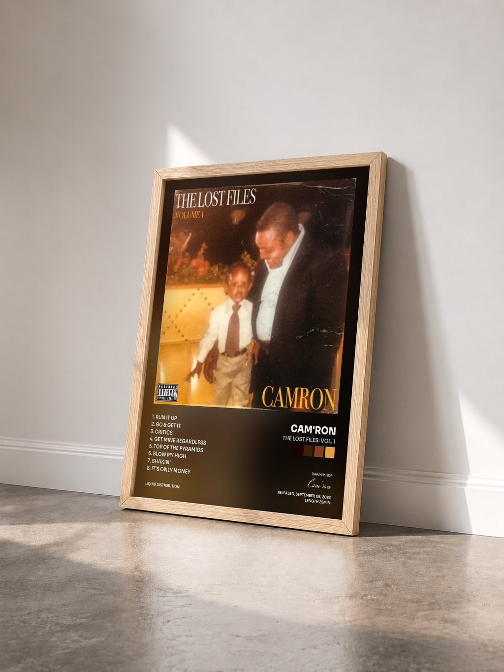 #bois Tableau de l'album The Lost Files: Vol. 1 de Cam'ron vu de trois quarts, cadre en bois brut