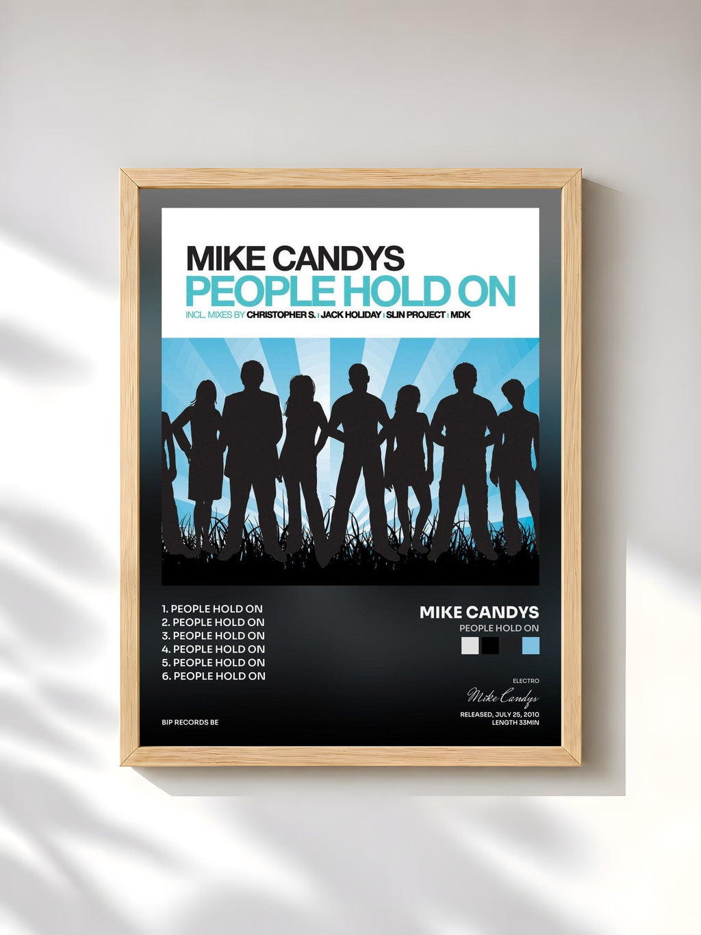 #bois Tableau de l'album People Hold On de Mike Candys, cadre en bois brut, imprimé et encadré en France
