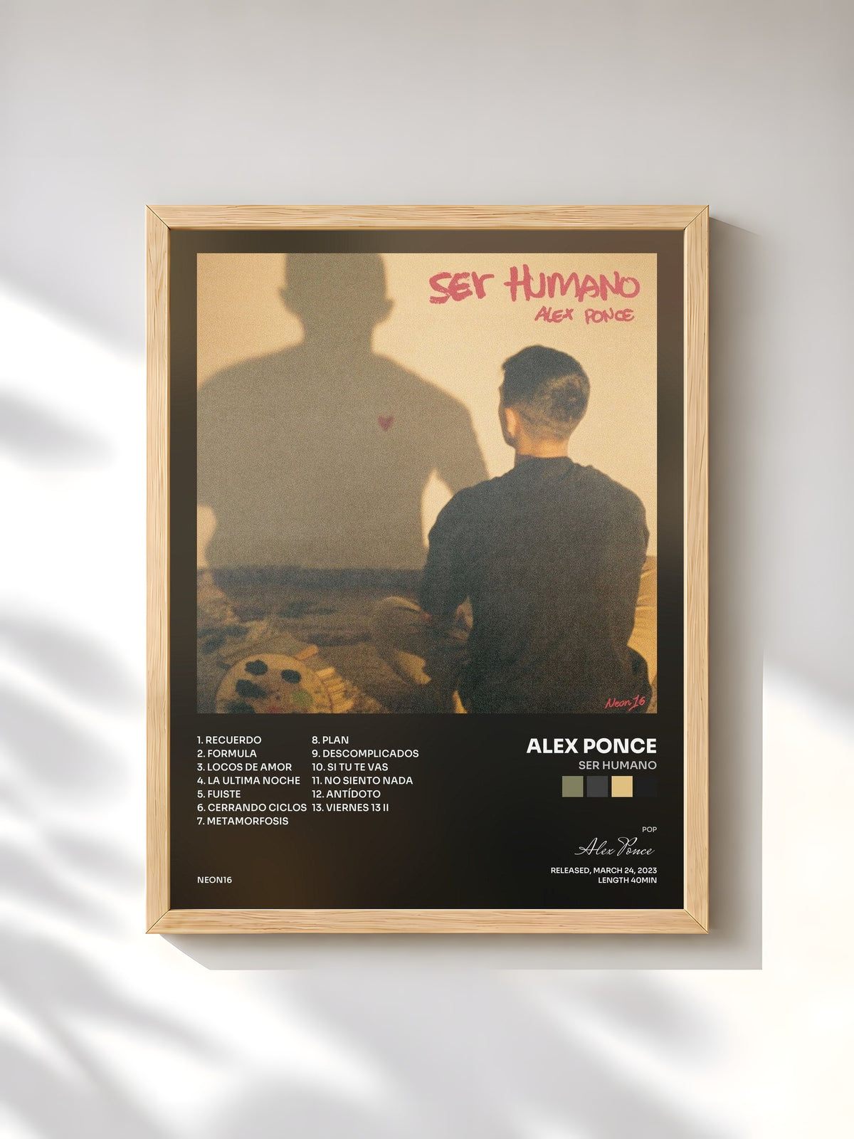 #bois Tableau de l'album ser humano de Alex Ponce, cadre en bois brut, imprimé et encadré en France