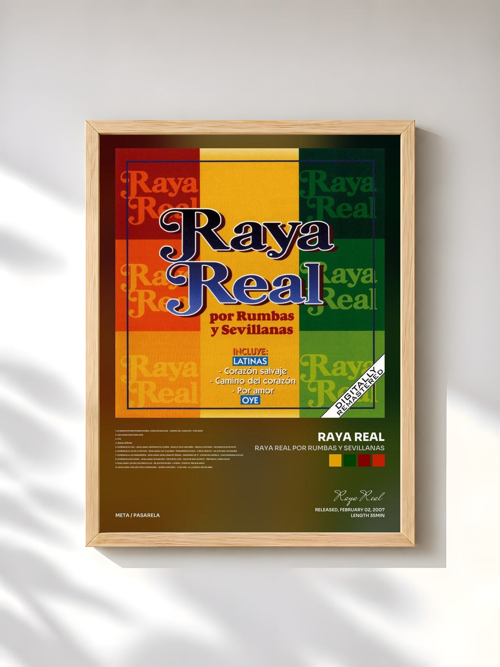#bois Tableau de l'album Raya Real Por Rumbas Y Sevillanas de Raya Real, cadre en bois brut, imprimé et encadré en France