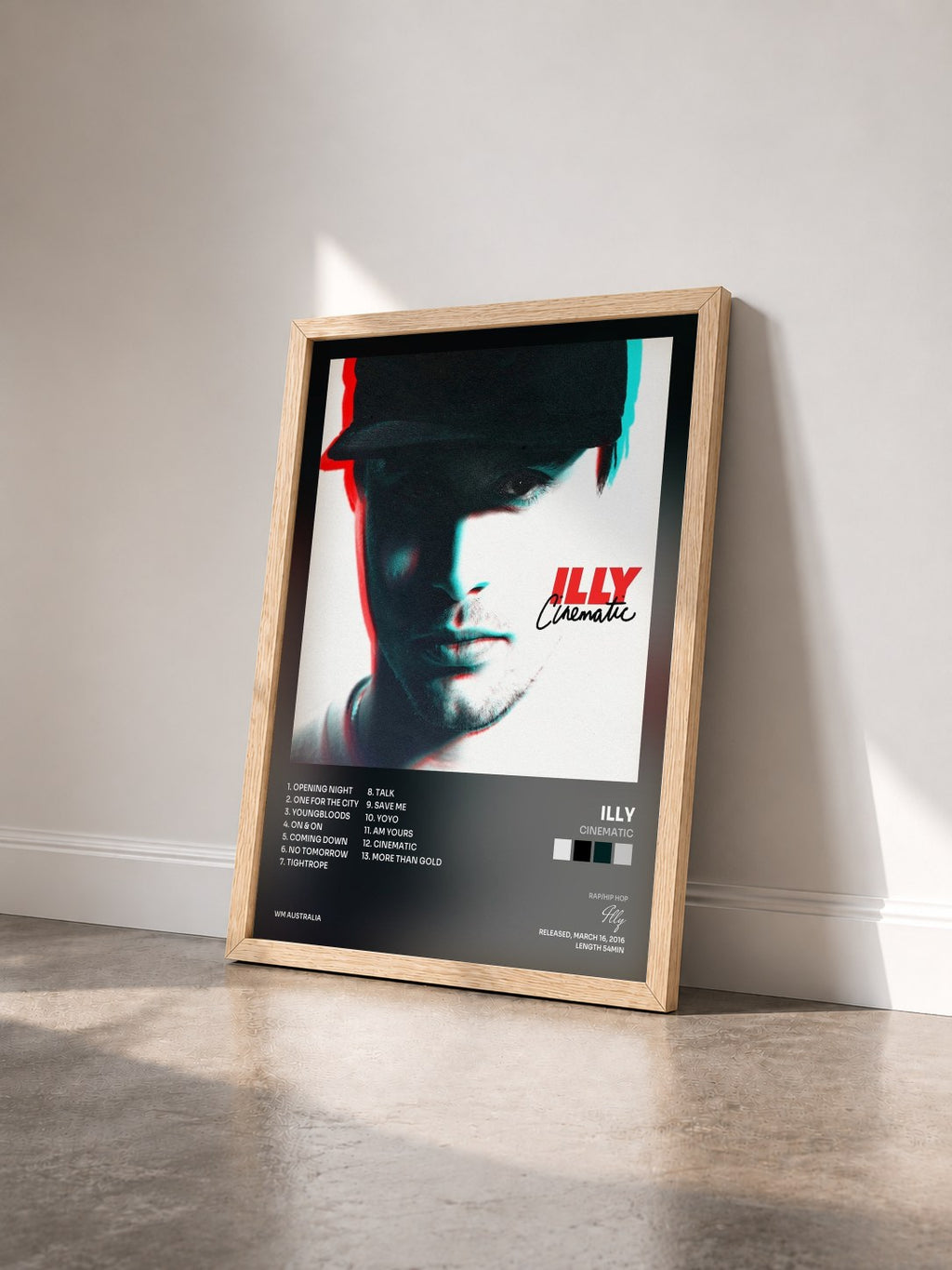 #bois Tableau de l'album Cinematic de Illy vu de trois quarts, cadre en bois brut