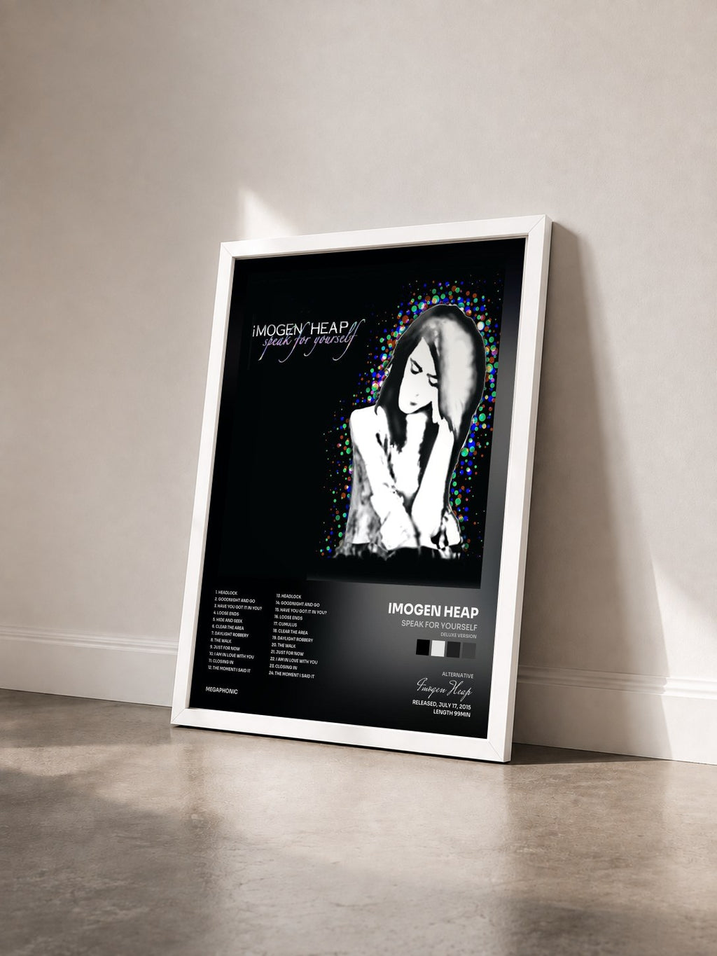 #blanc Tableau de l'album Speak for Yourself (Deluxe Version) de Imogen Heap vu de trois quarts, cadre blanc