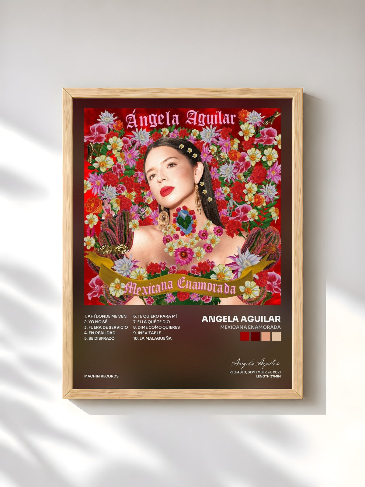 #bois Tableau de l'album Mexicana Enamorada de Angela Aguilar, cadre en bois brut, imprimé et encadré en France