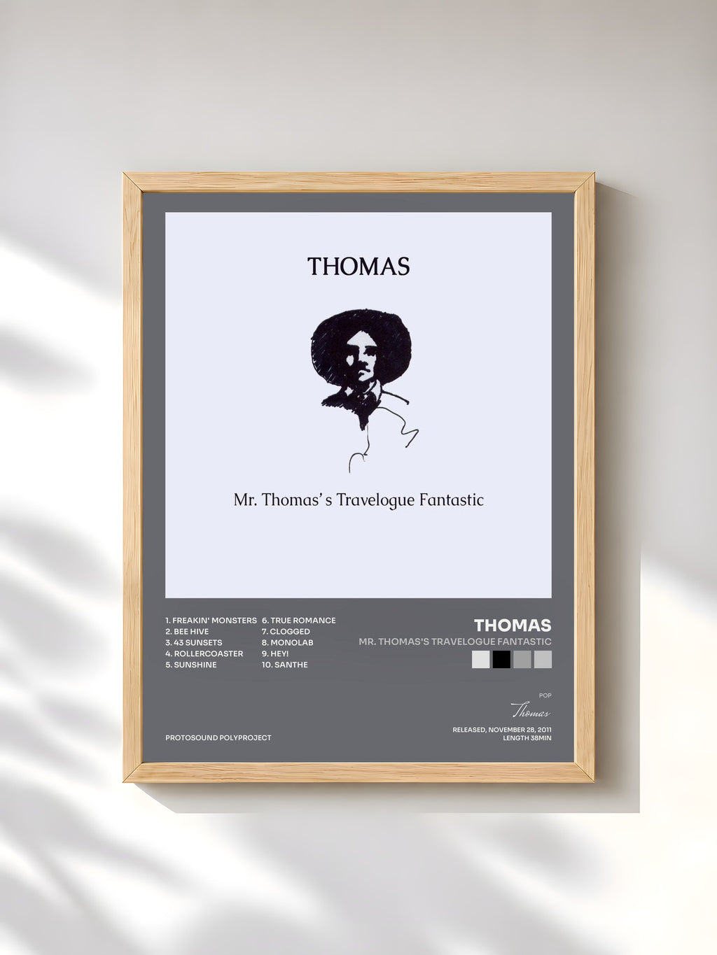 #bois Tableau de l'album Mr. Thomas's Travelogue Fantastic de Thomas, cadre en bois brut, imprimé et encadré en France
