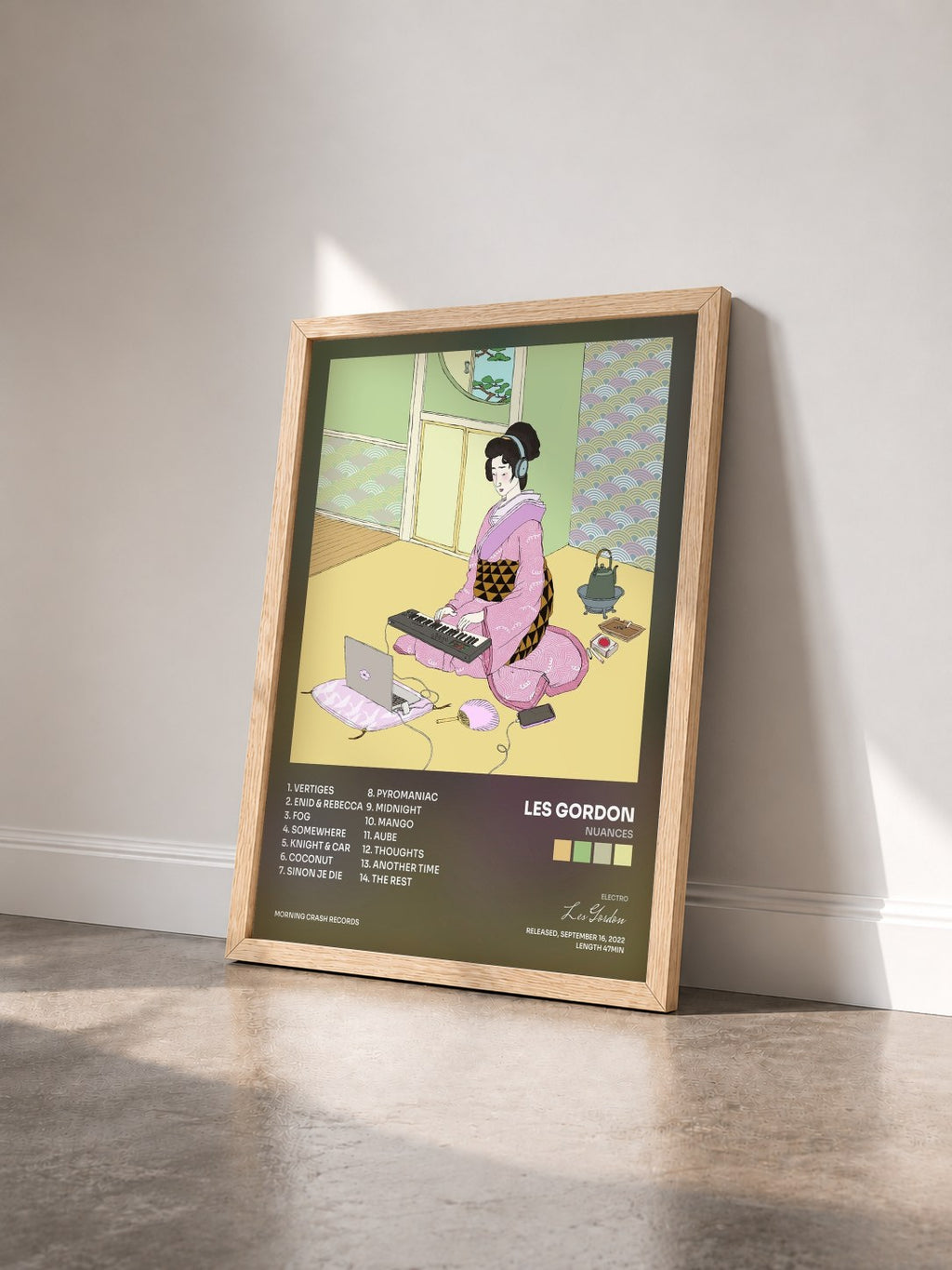 #bois Tableau de l'album Nuances de Les Gordon vu de trois quarts, cadre en bois brut