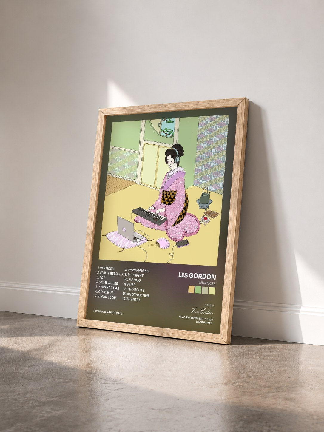#bois Tableau de l'album Nuances de Les Gordon vu de trois quarts, cadre en bois brut