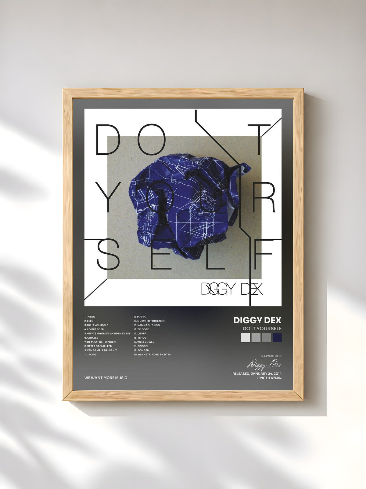#bois Tableau de l'album Do It Yourself de Diggy Dex, cadre en bois brut, imprimé et encadré en France