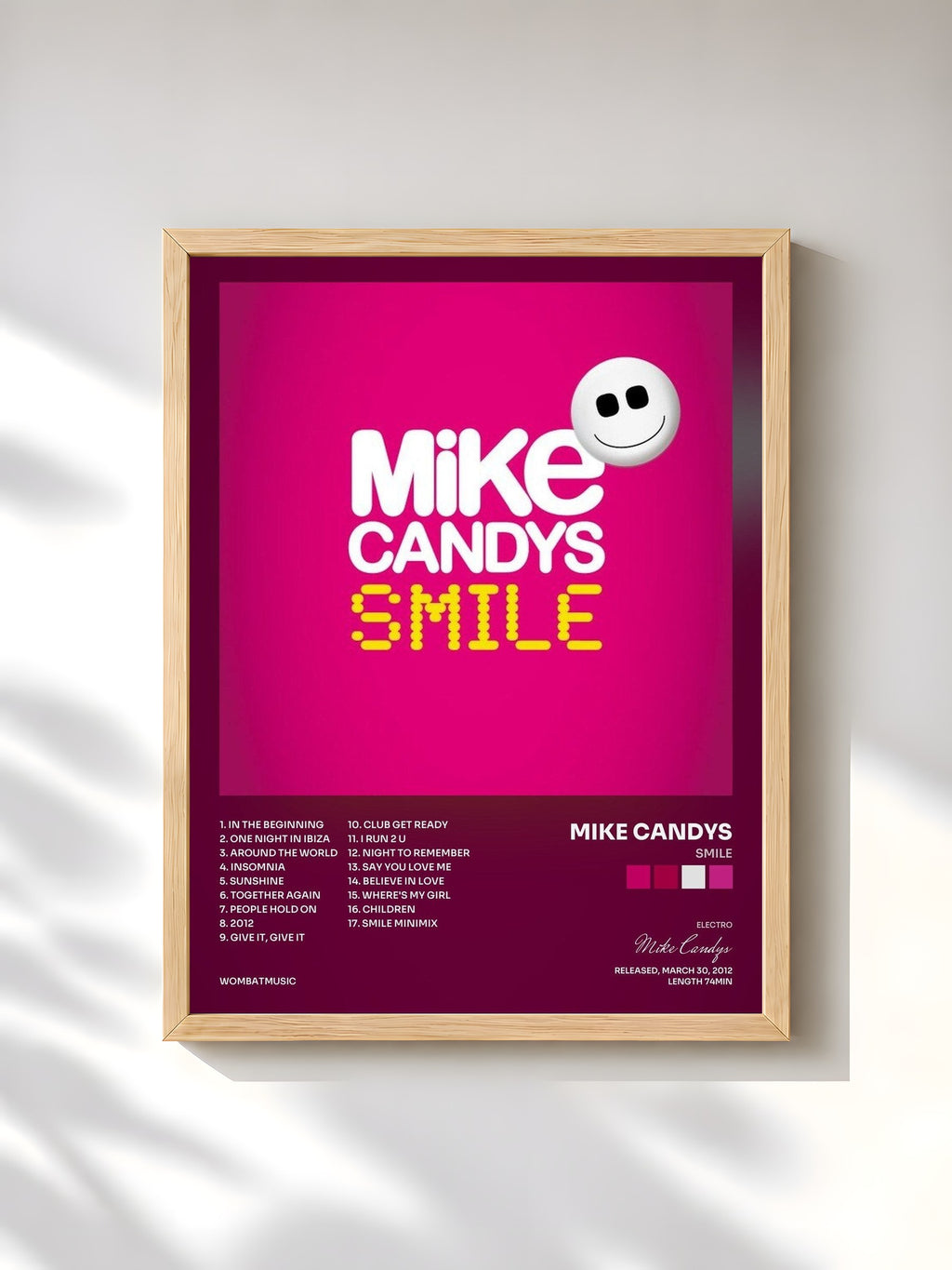 #bois Tableau de l'album Smile de Mike Candys, cadre en bois brut, imprimé et encadré en France
