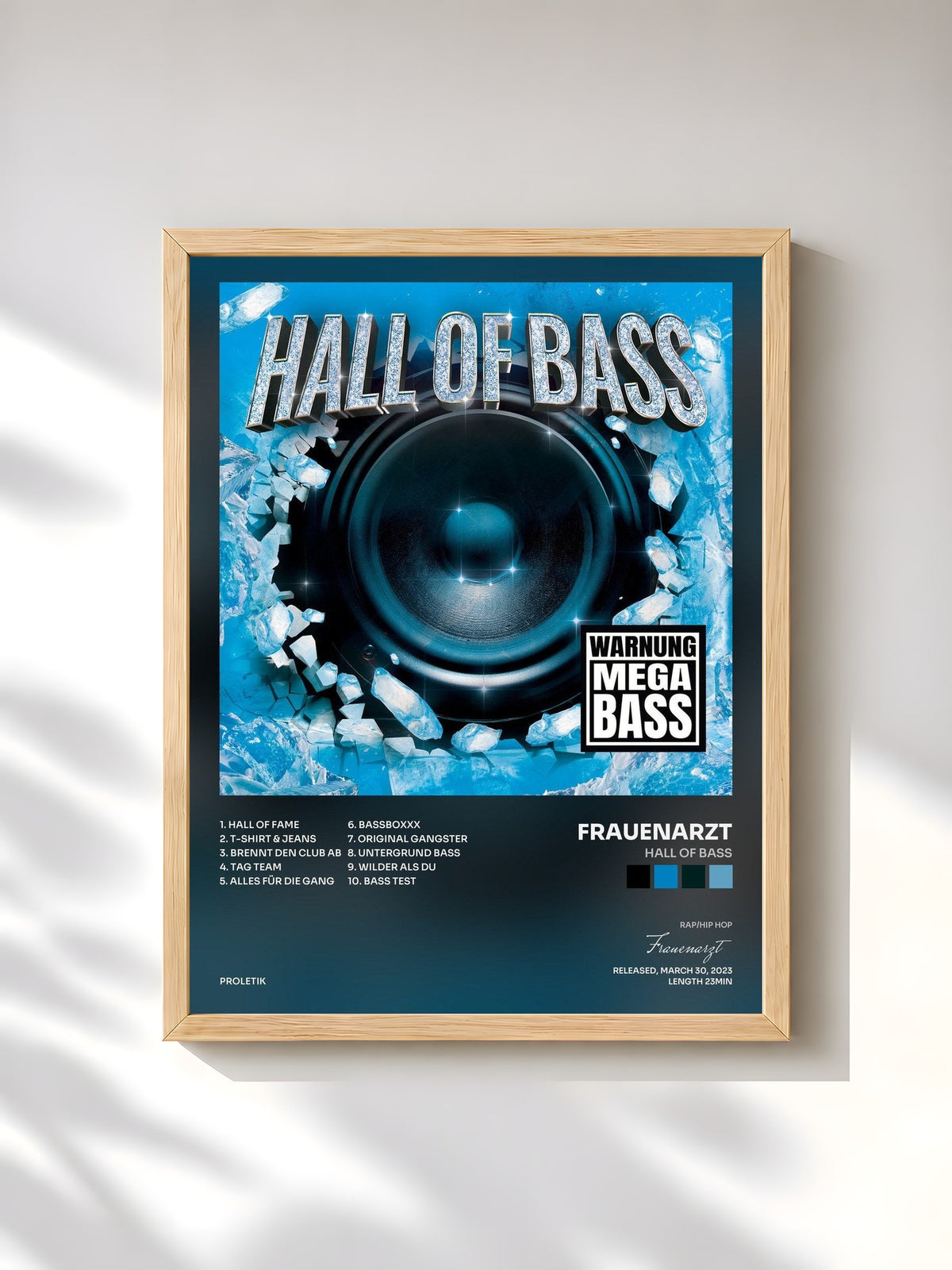#bois Tableau de l'album Hall of Bass de Frauenarzt, cadre en bois brut, imprimé et encadré en France