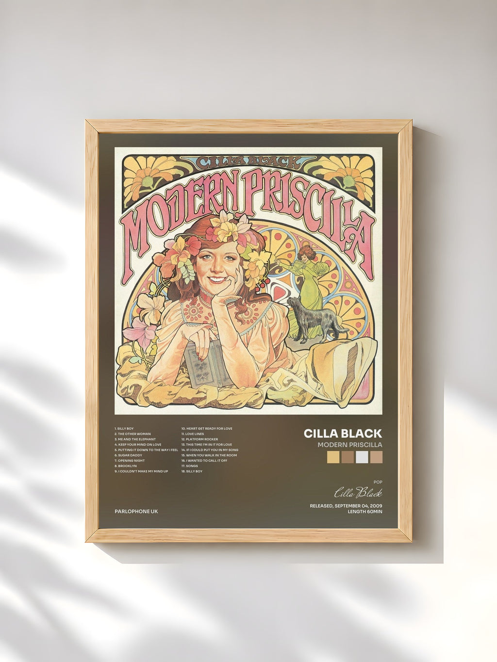 #bois Tableau de l'album Modern Priscilla de Cilla Black, cadre en bois brut, imprimé et encadré en France