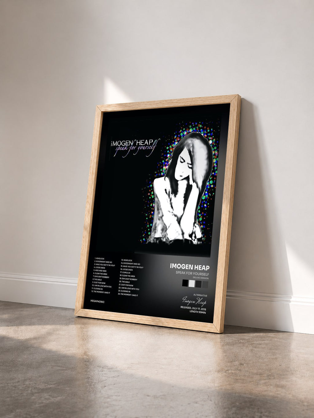 #bois Tableau de l'album Speak for Yourself (Deluxe Version) de Imogen Heap vu de trois quarts, cadre en bois brut