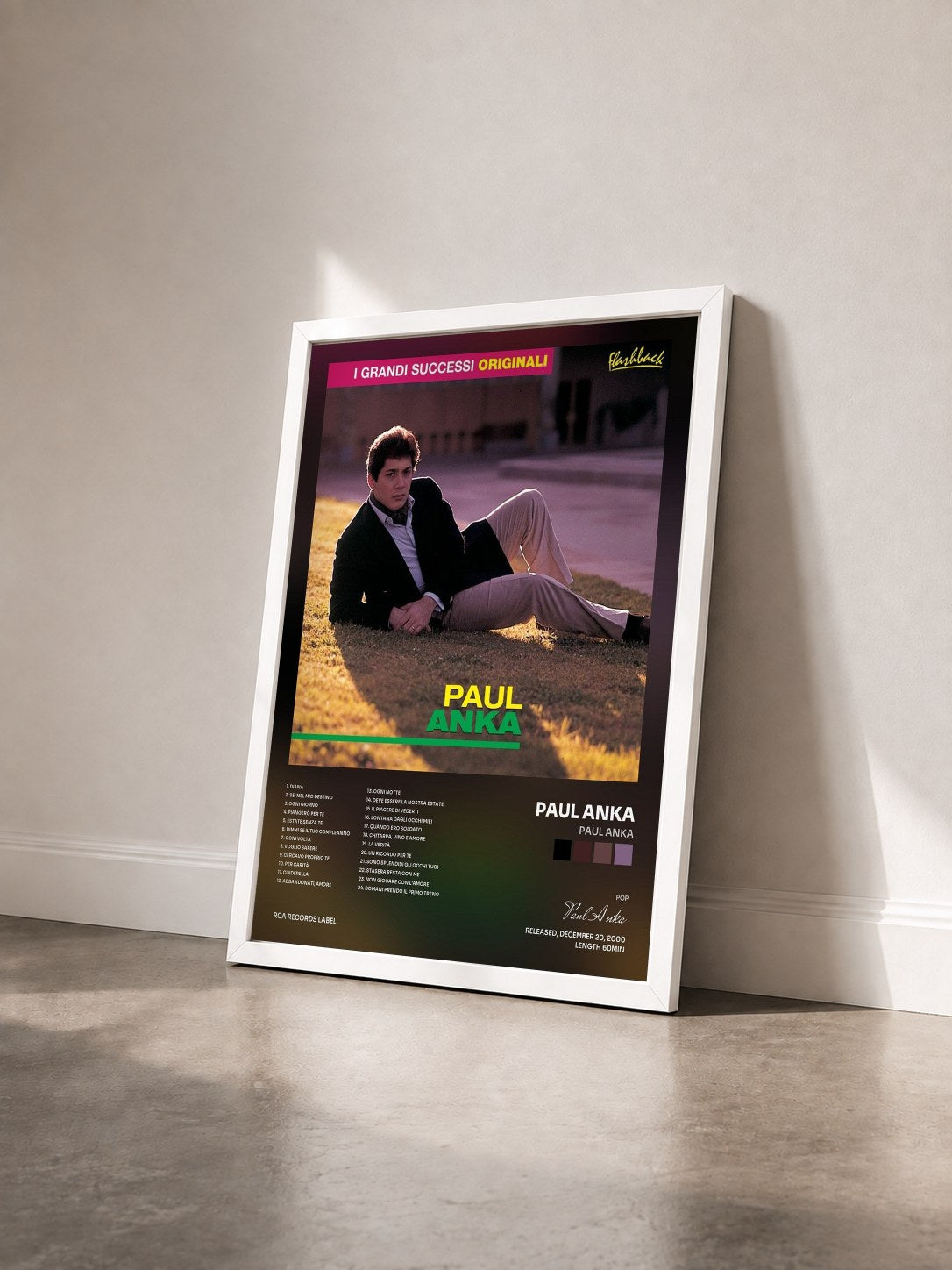 #blanc Tableau de l'album Paul Anka de Paul Anka vu de trois quarts, cadre blanc