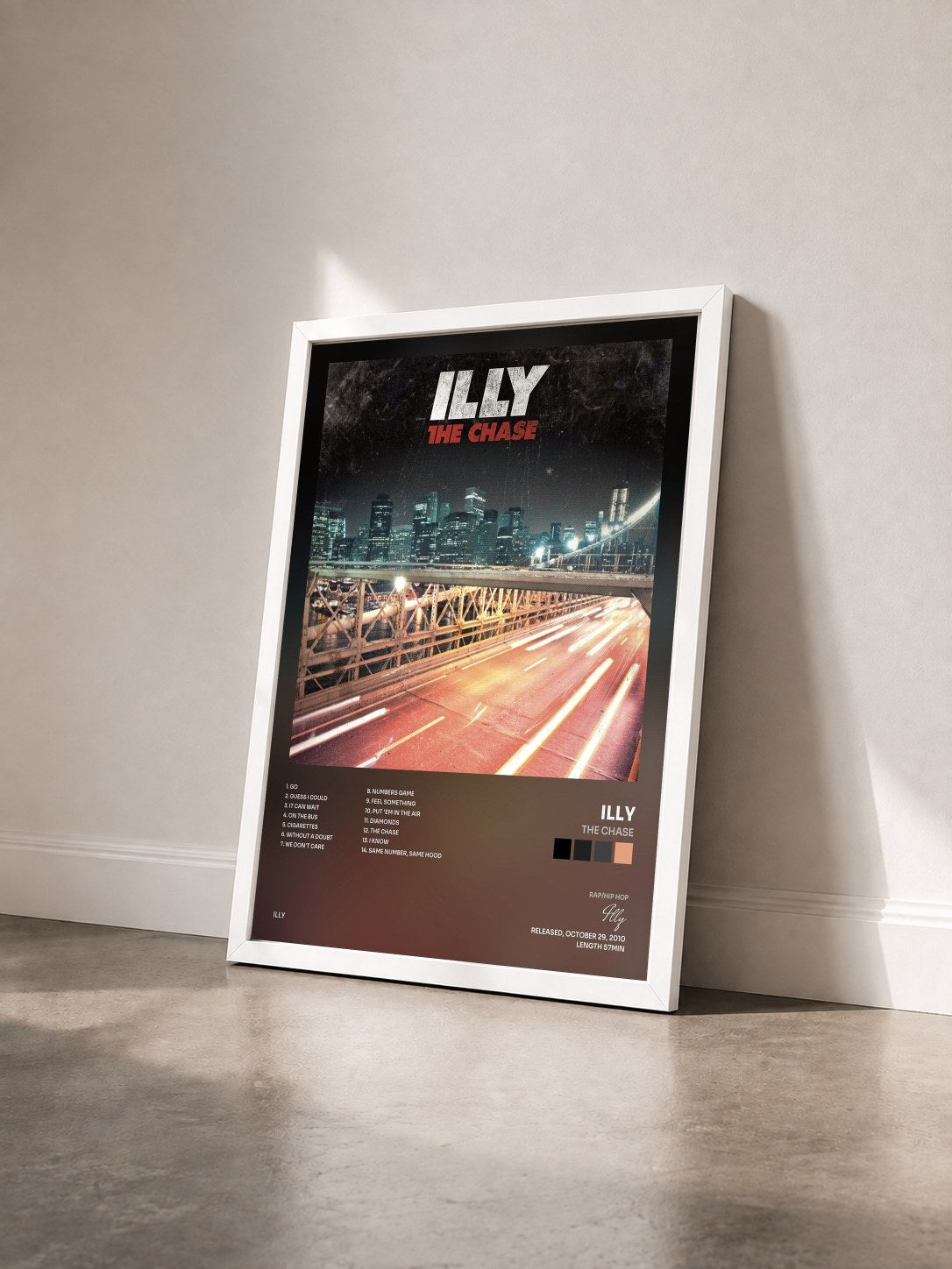 #blanc Tableau de l'album The Chase de Illy vu de trois quarts, cadre blanc