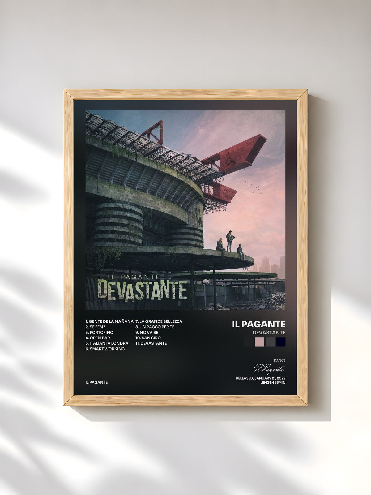 #bois Tableau de l'album Devastante de Il Pagante, cadre en bois brut, imprimé et encadré en France