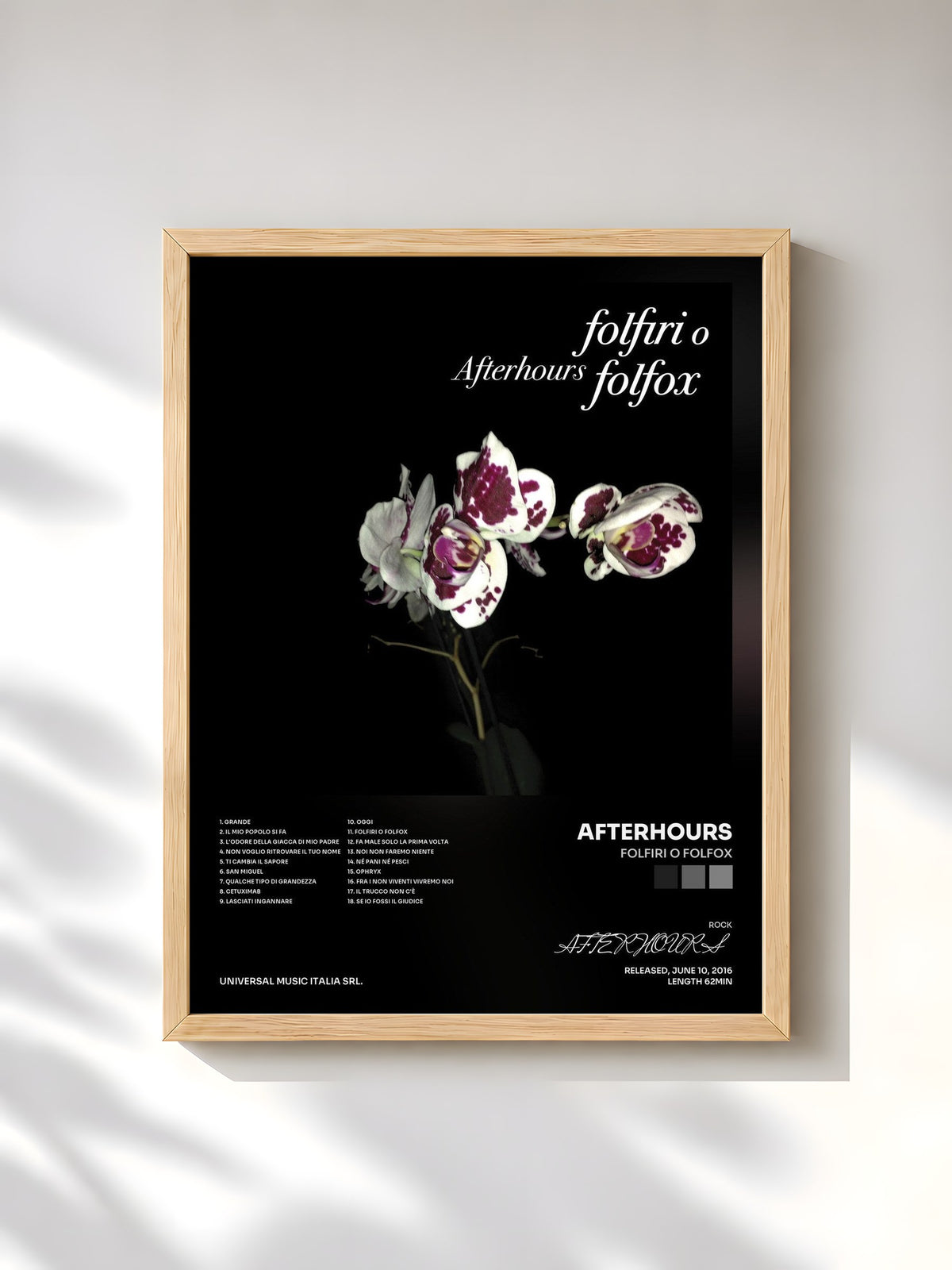 #bois Tableau de l'album Folfiri o Folfox de AFTERHOURS, cadre en bois brut, imprimé et encadré en France