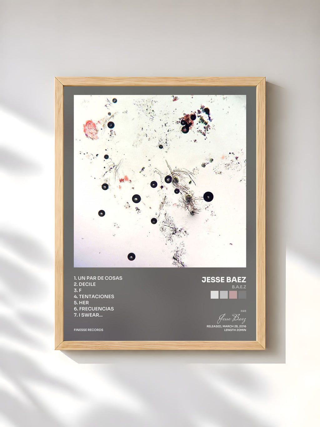 #bois Tableau de l'album B.A.E.Z de Jesse Baez, cadre en bois brut, imprimé et encadré en France