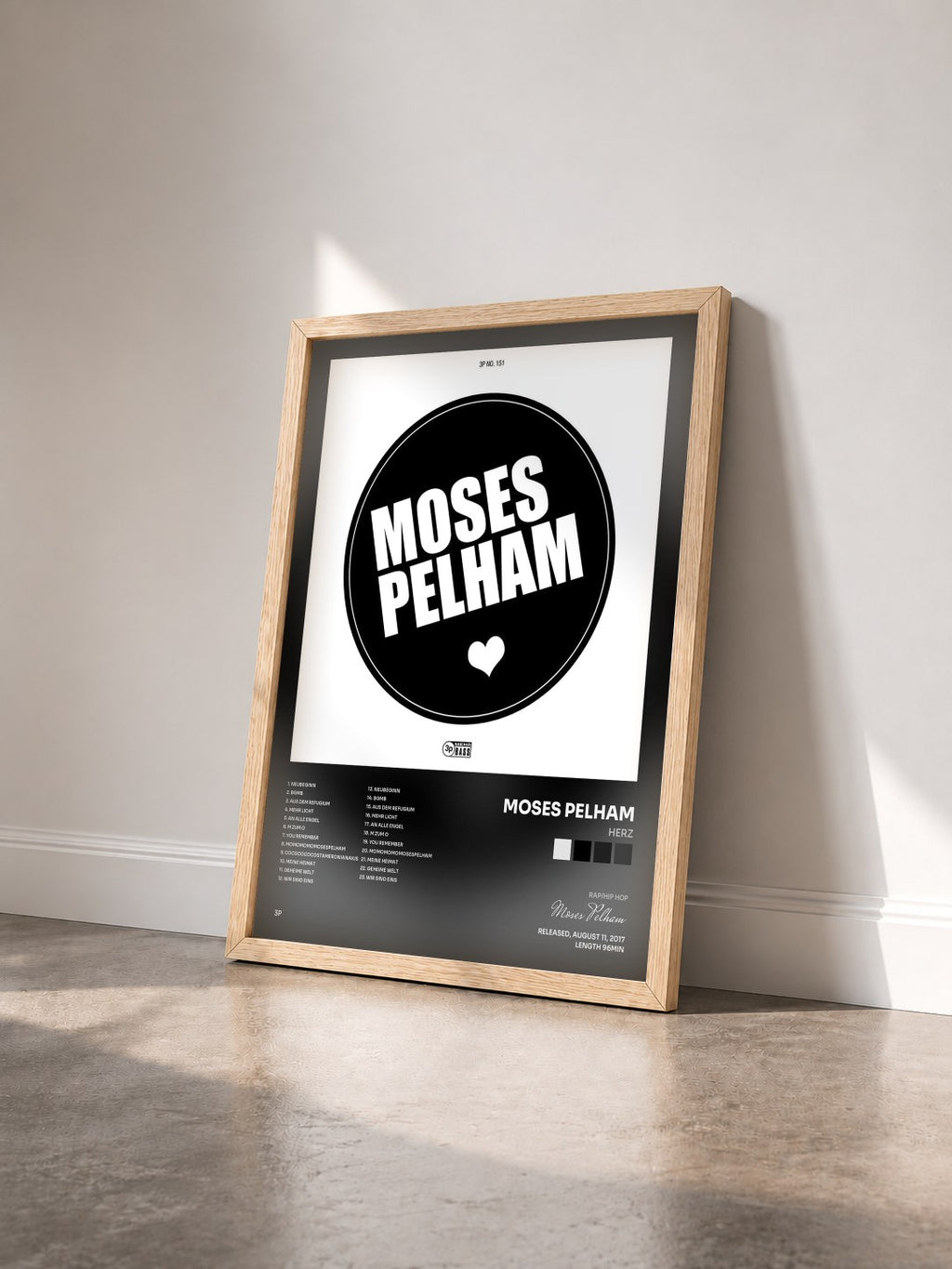 #bois Tableau de l'album Herz de Moses Pelham vu de trois quarts, cadre en bois brut