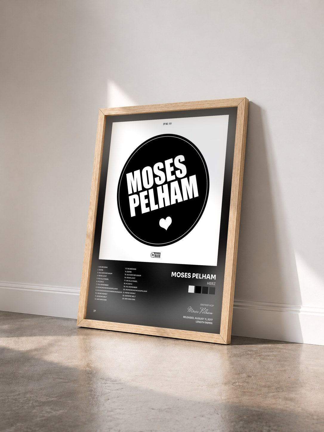 #bois Tableau de l'album Herz de Moses Pelham vu de trois quarts, cadre en bois brut