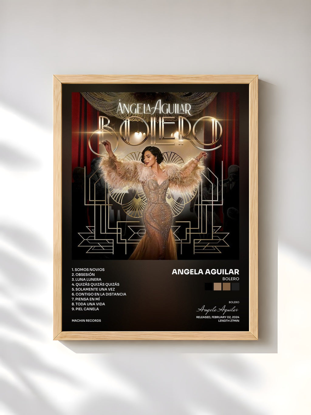 #bois Tableau de l'album Bolero de Angela Aguilar, cadre en bois brut, imprimé et encadré en France