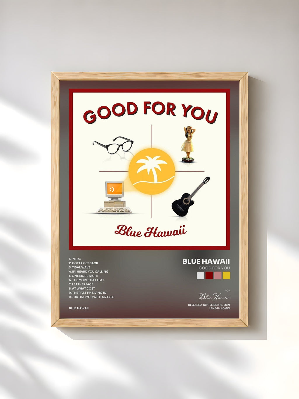 #bois Tableau de l'album Good for You de Blue Hawaii, cadre en bois brut, imprimé et encadré en France