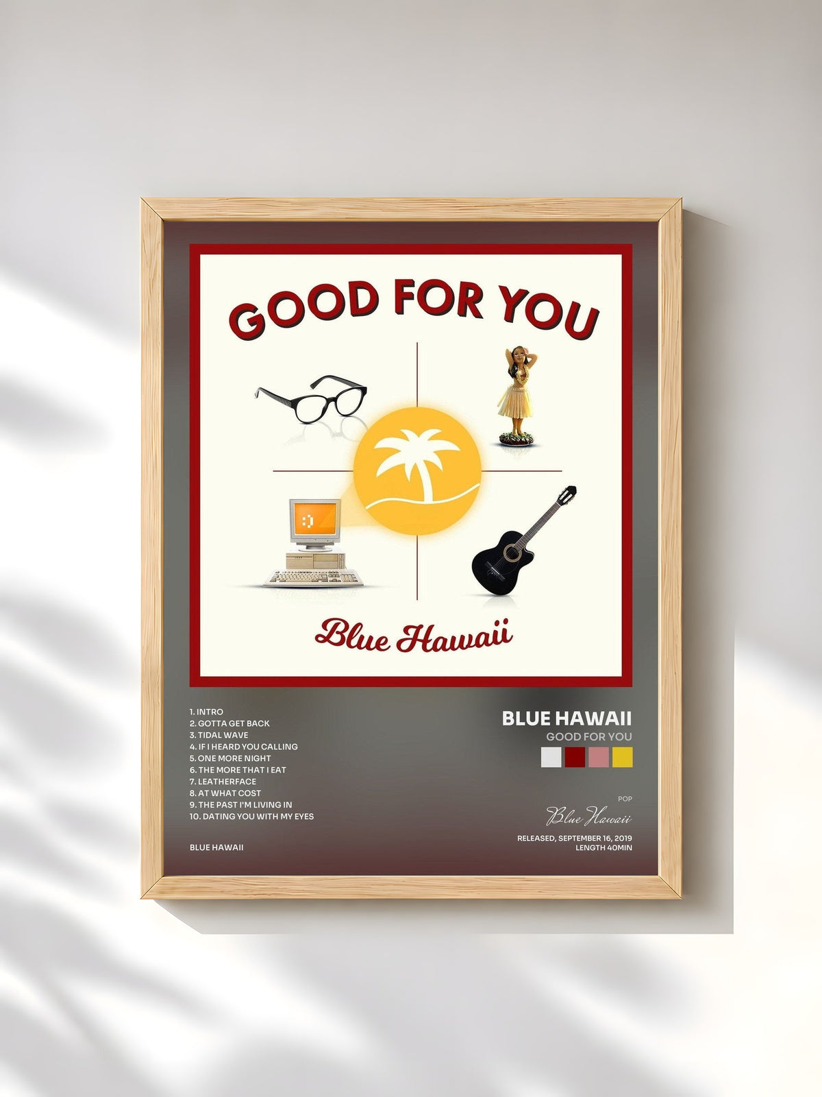 #bois Tableau de l'album Good for You de Blue Hawaii, cadre en bois brut, imprimé et encadré en France