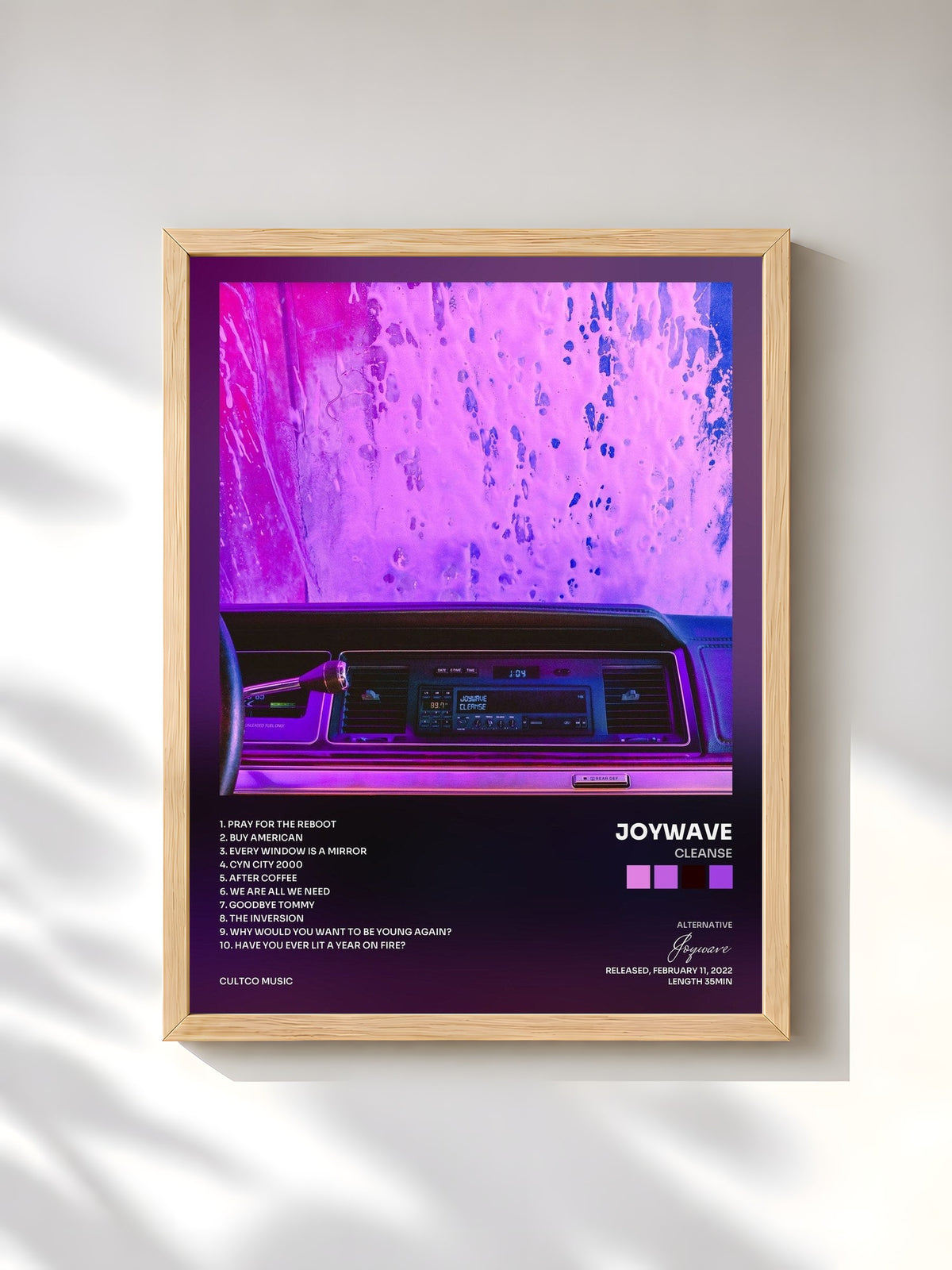 #bois Tableau de l'album Cleanse de Joywave, cadre en bois brut, imprimé et encadré en France