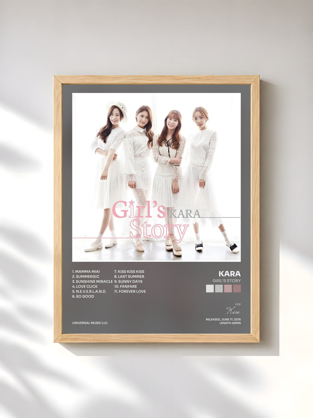 #bois Tableau de l'album Girl's Story de Kara, cadre en bois brut, imprimé et encadré en France
