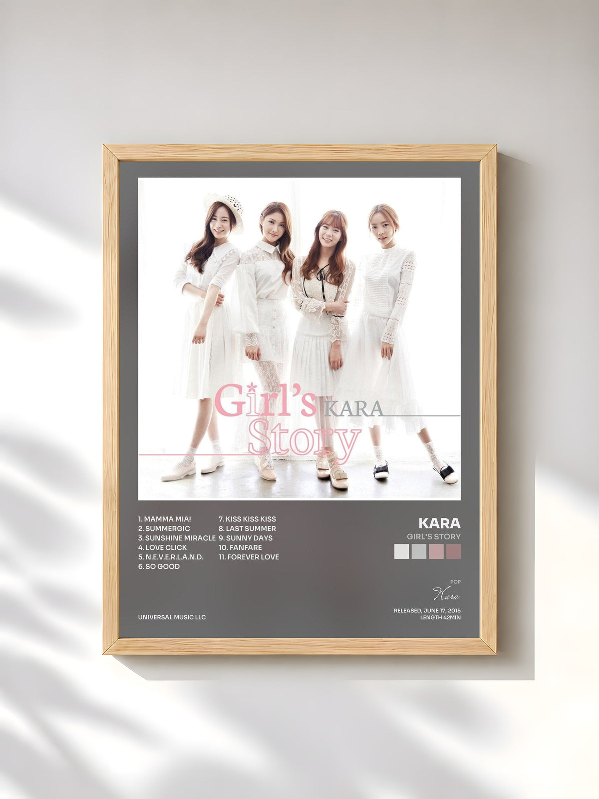 #bois Tableau de l'album Girl's Story de Kara, cadre en bois brut, imprimé et encadré en France