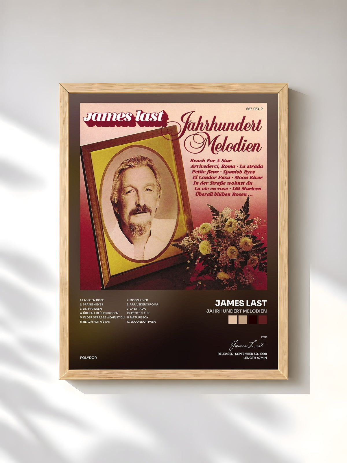 #bois Tableau de l'album Jahrhundert Melodien de James Last, cadre en bois brut, imprimé et encadré en France