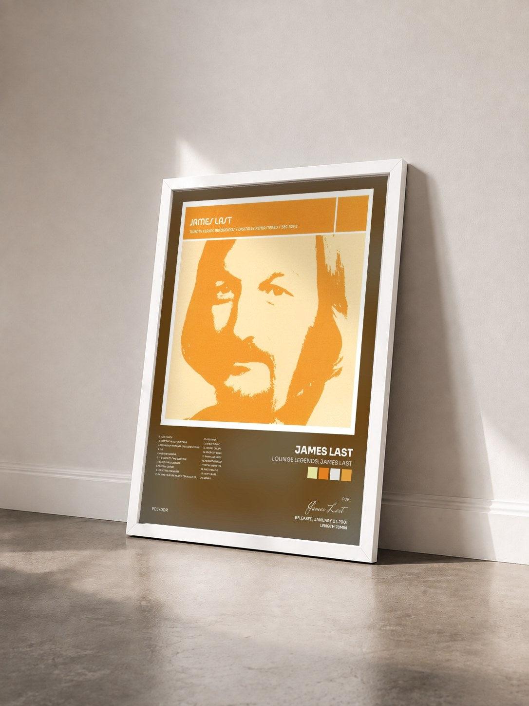 #blanc Tableau de l'album Lounge Legends: James Last de James Last vu de trois quarts, cadre blanc