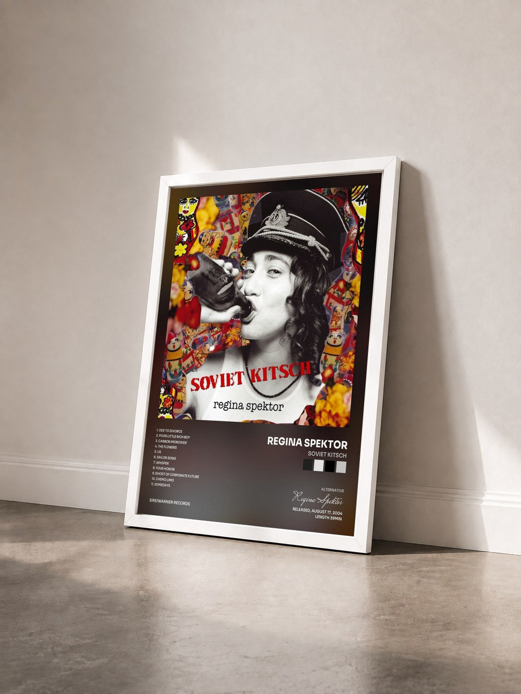 #blanc Tableau de l'album Soviet Kitsch de Regina Spektor vu de trois quarts, cadre blanc