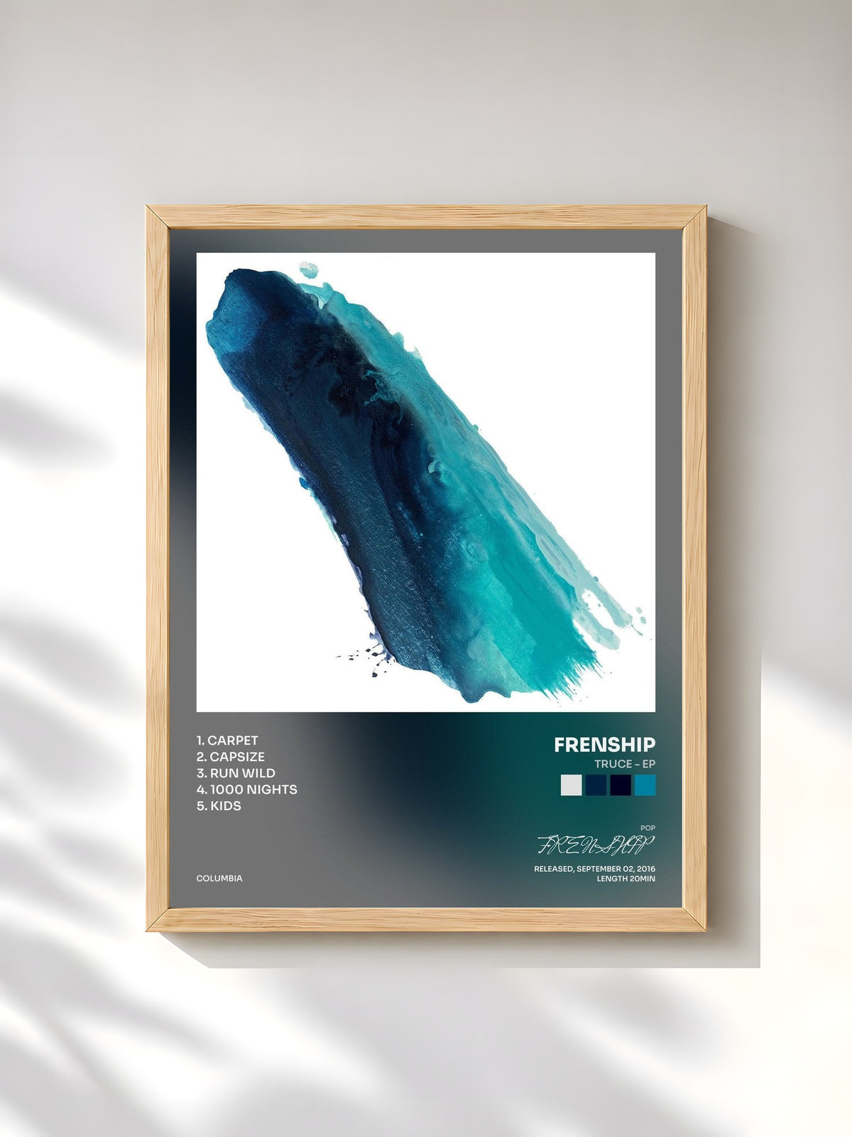 #bois Tableau de l'album Truce - EP de FRENSHIP, cadre en bois brut, imprimé et encadré en France
