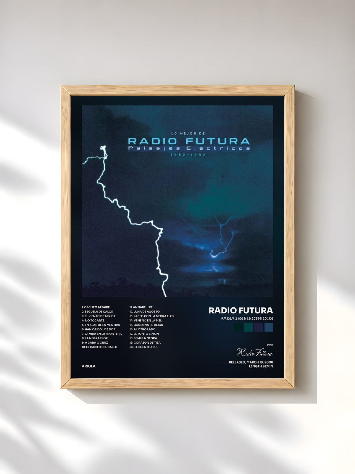#bois Tableau de l'album Paisajes Electricos de Radio Futura, cadre en bois brut, imprimé et encadré en France