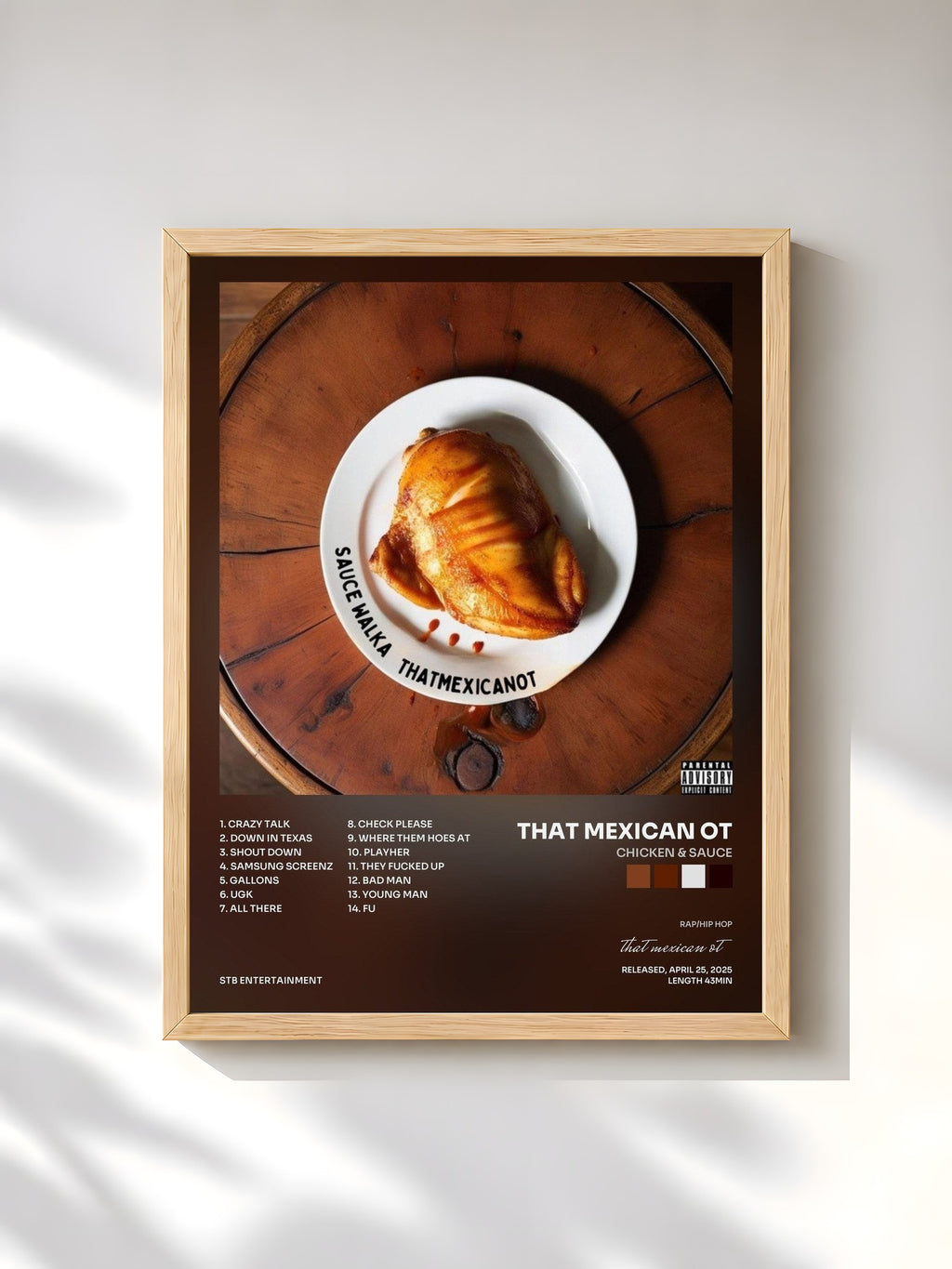 #bois Tableau de l'album Chicken & Sauce de that mexican ot, cadre en bois brut, imprimé et encadré en France