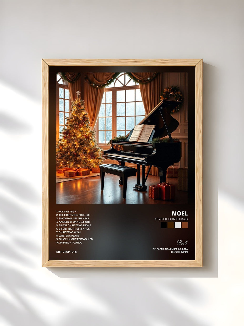 #bois Tableau de l'album Keys of Christmas de Noel, cadre en bois brut, imprimé et encadré en France