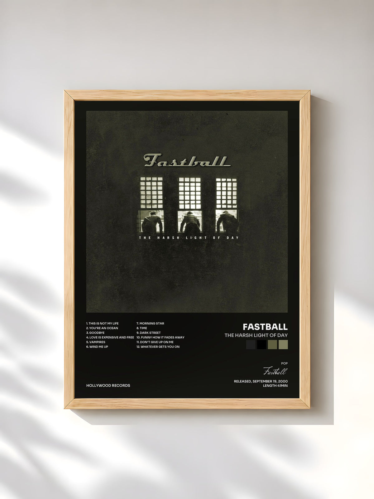 #bois Tableau de l'album The Harsh Light Of Day de Fastball, cadre en bois brut, imprimé et encadré en France
