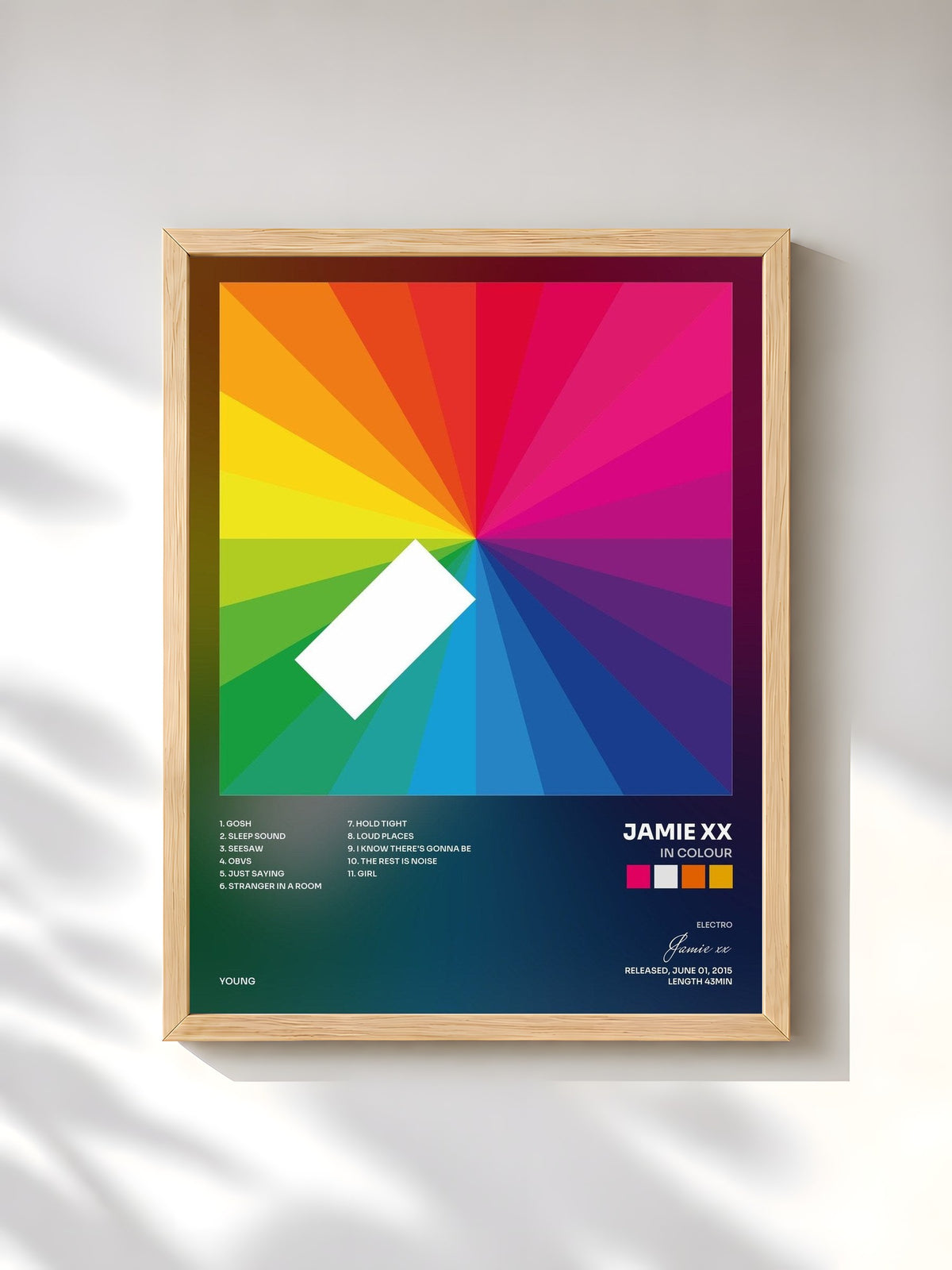 #bois Tableau de l'album In Colour de Jamie xx, cadre en bois brut, imprimé et encadré en France
