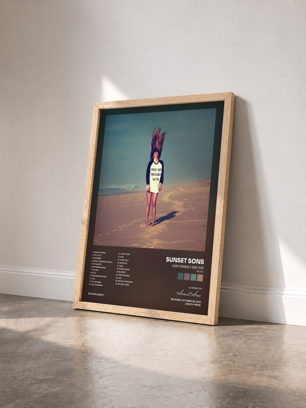 #bois Tableau de l'album Very Rarely Say Die (Deluxe) de Sunset Sons vu de trois quarts, cadre en bois brut