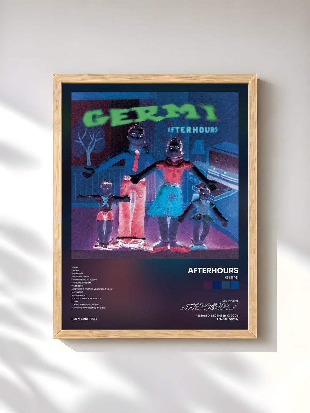 #bois Tableau de l'album Germi de AFTERHOURS, cadre en bois brut, imprimé et encadré en France