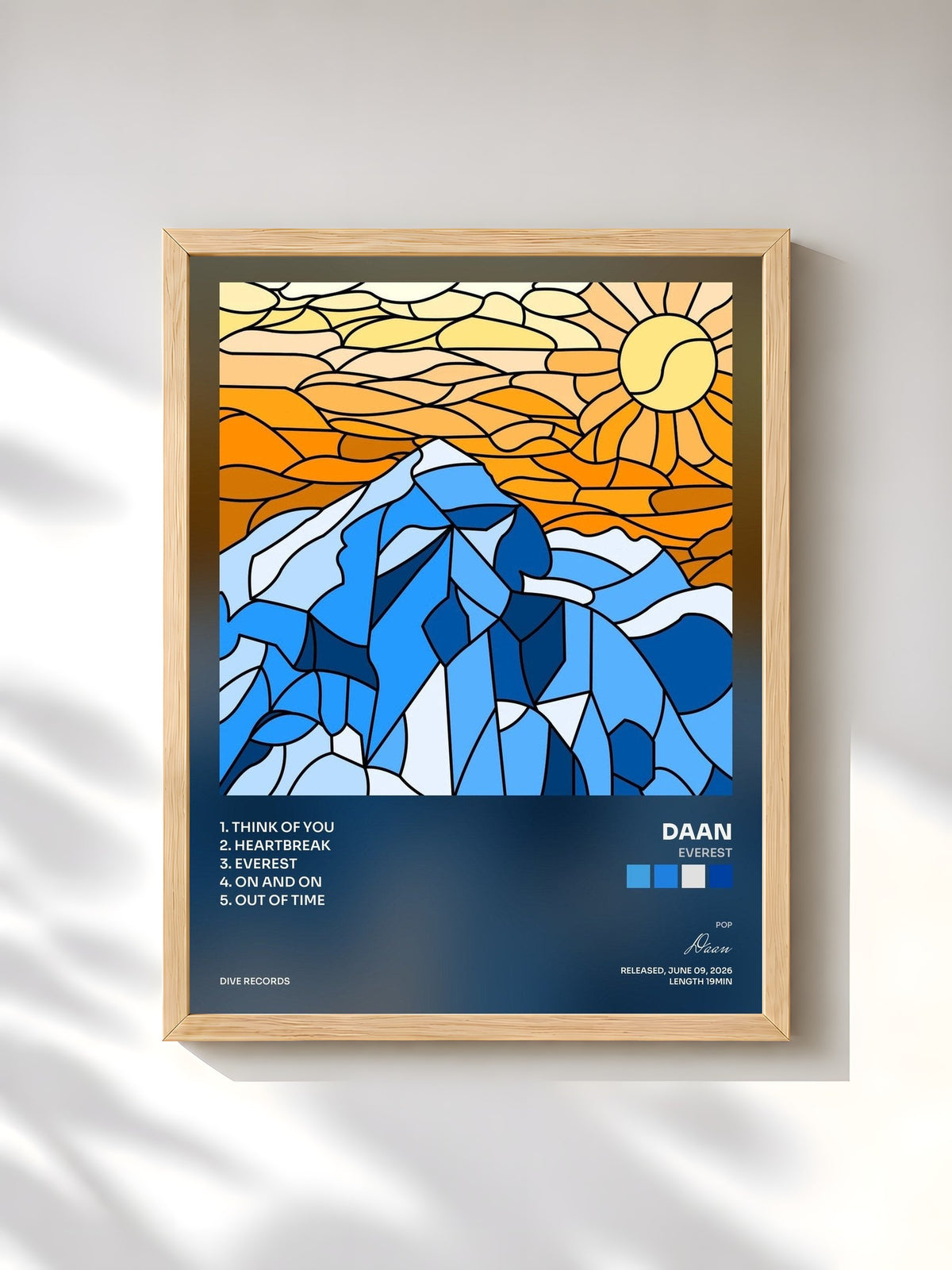 #bois Tableau de l'album EVEREST de Daan, cadre en bois brut, imprimé et encadré en France