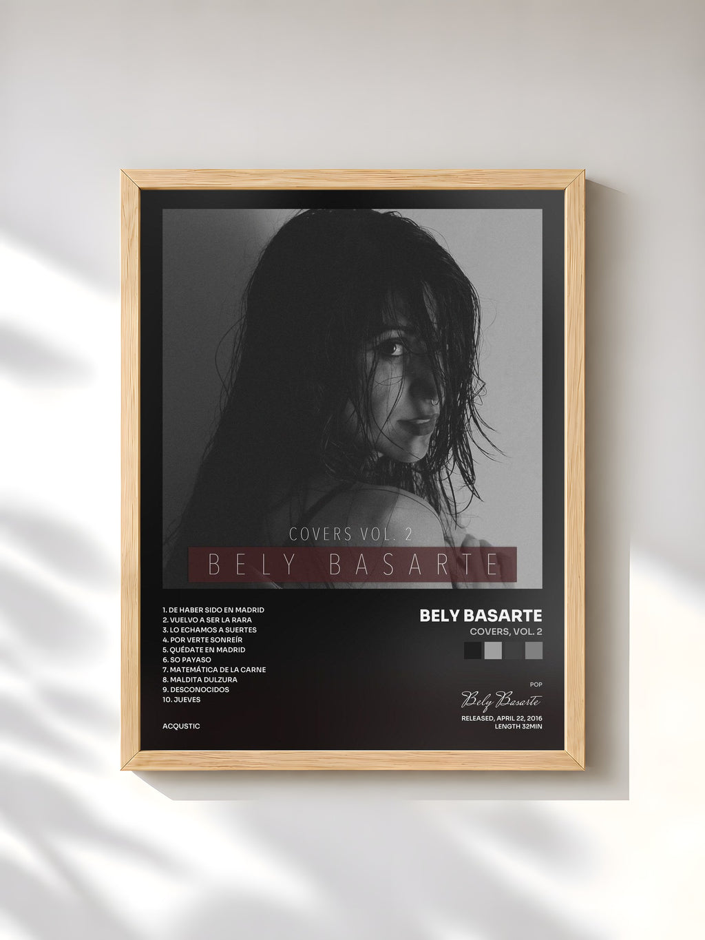 #bois Tableau de l'album Covers, Vol. 2 de Bely Basarte, cadre en bois brut, imprimé et encadré en France