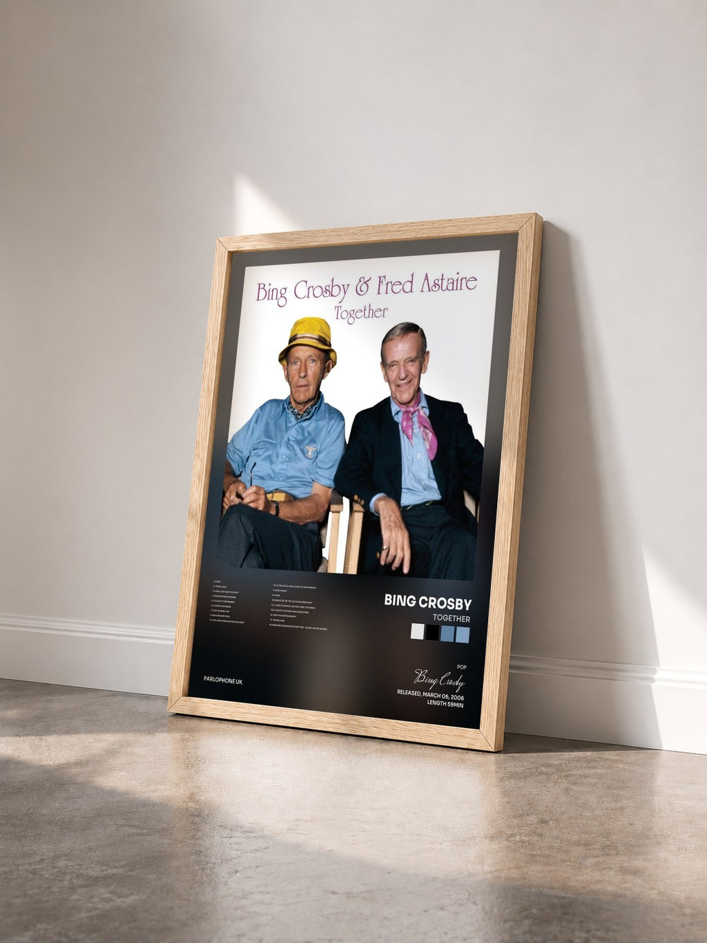 #bois Tableau de l'album Together de Bing Crosby vu de trois quarts, cadre en bois brut