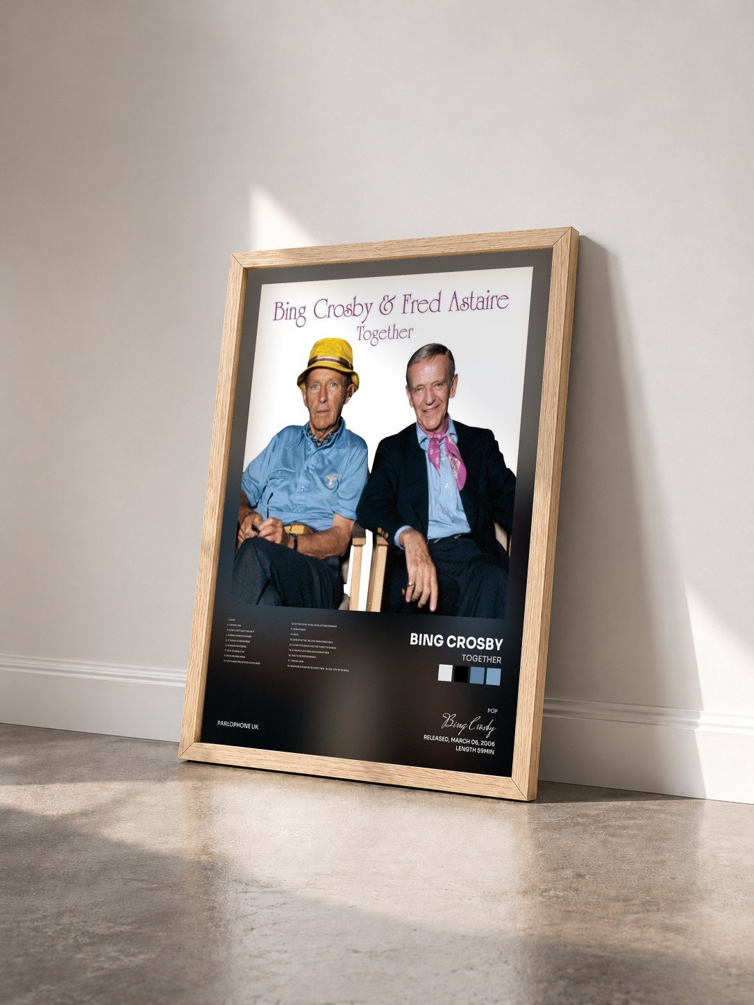 #bois Tableau de l'album Together de Bing Crosby vu de trois quarts, cadre en bois brut