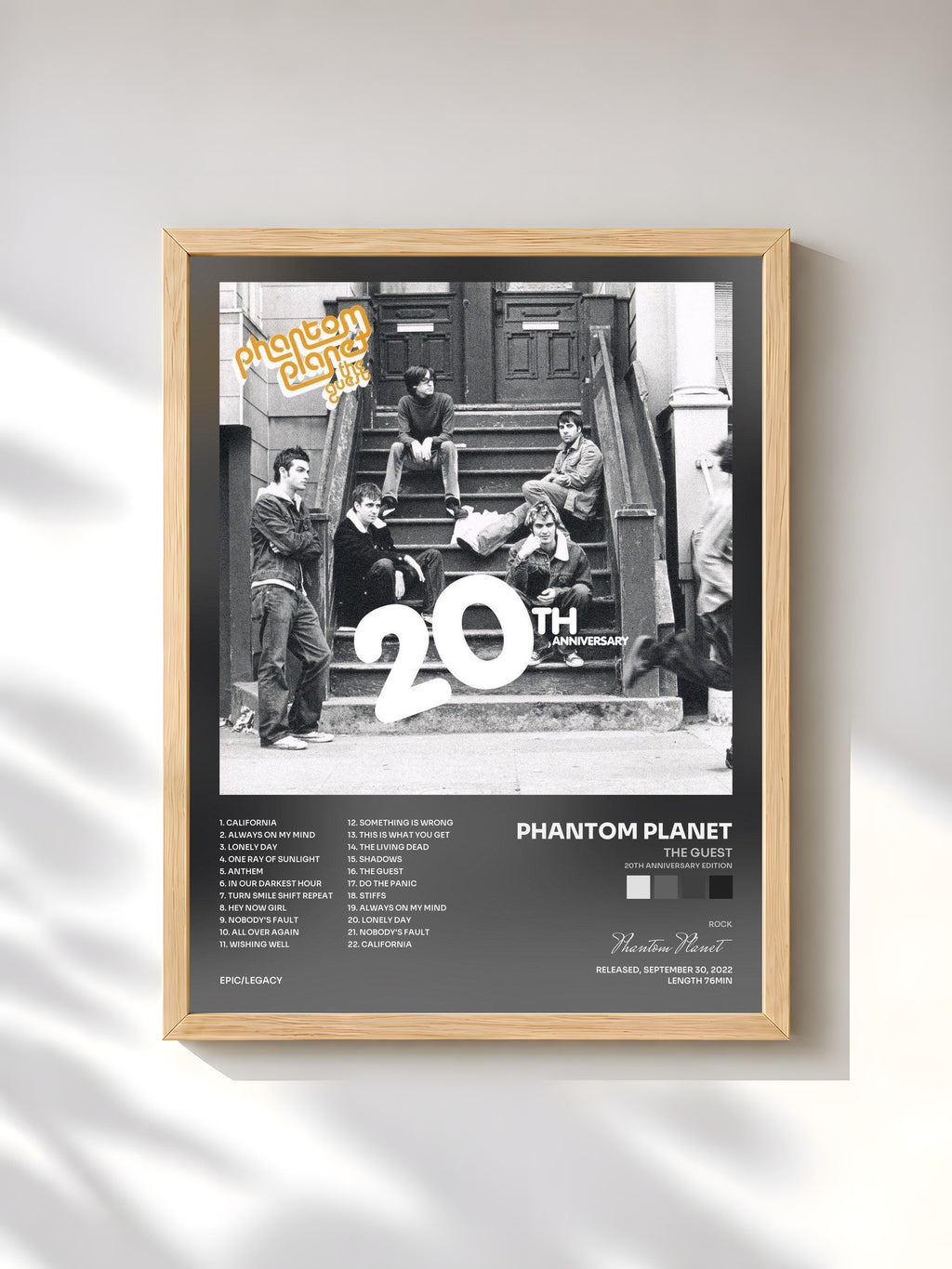 #bois Tableau de l'album The Guest (20th Anniversary Edition) de Phantom Planet, cadre en bois brut, imprimé et encadré en France