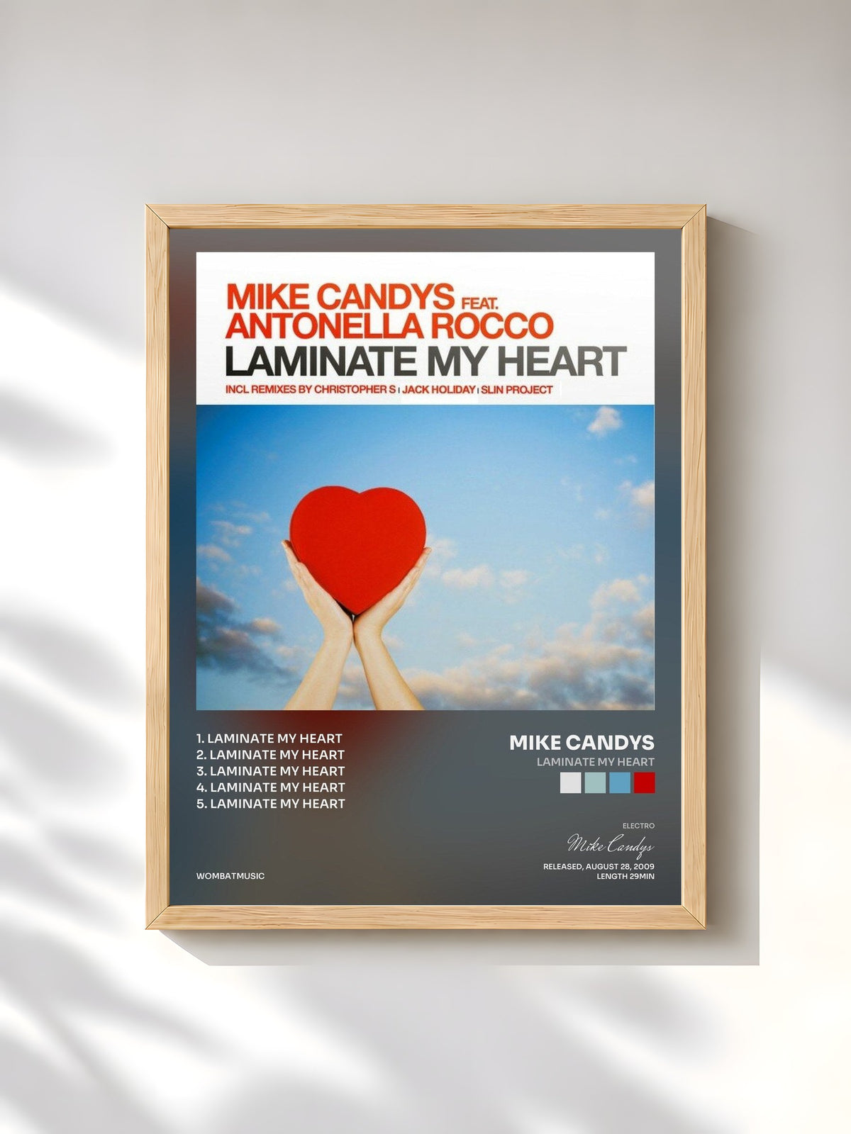 #bois Tableau de l'album Laminate My Heart de Mike Candys, cadre en bois brut, imprimé et encadré en France