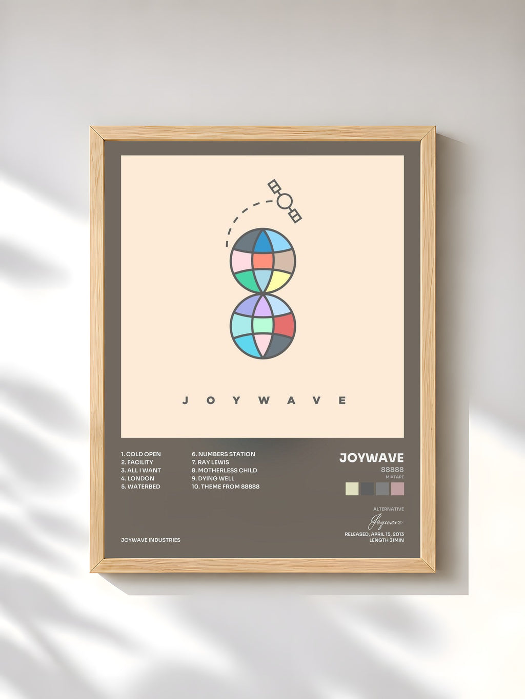 #bois Tableau de l'album 88888 (Mixtape) de Joywave, cadre en bois brut, imprimé et encadré en France